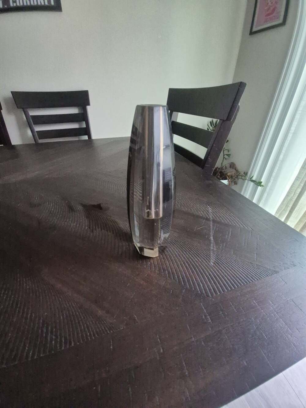 Unbranded Crystal Glass Bud Vase Smoked Faceted Heavy Centerpiece